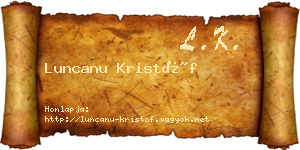 Luncanu Kristóf névjegykártya